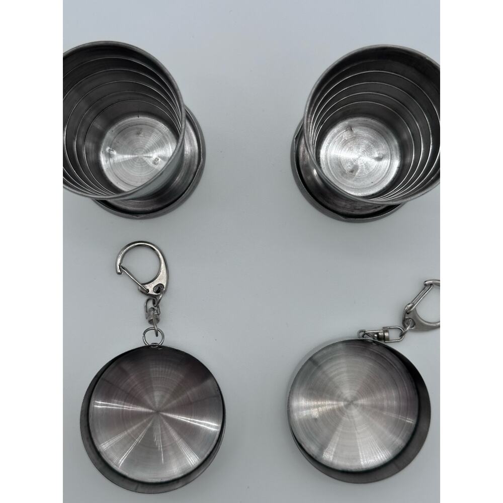 Stainless Steel Collapsible Cups for Traveling Shot Glasses with Lids Keychain - Picture 2 of 11